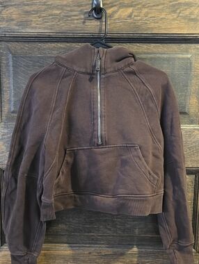 lululemon athletica Brown Half-Zip Cropped Hoodie